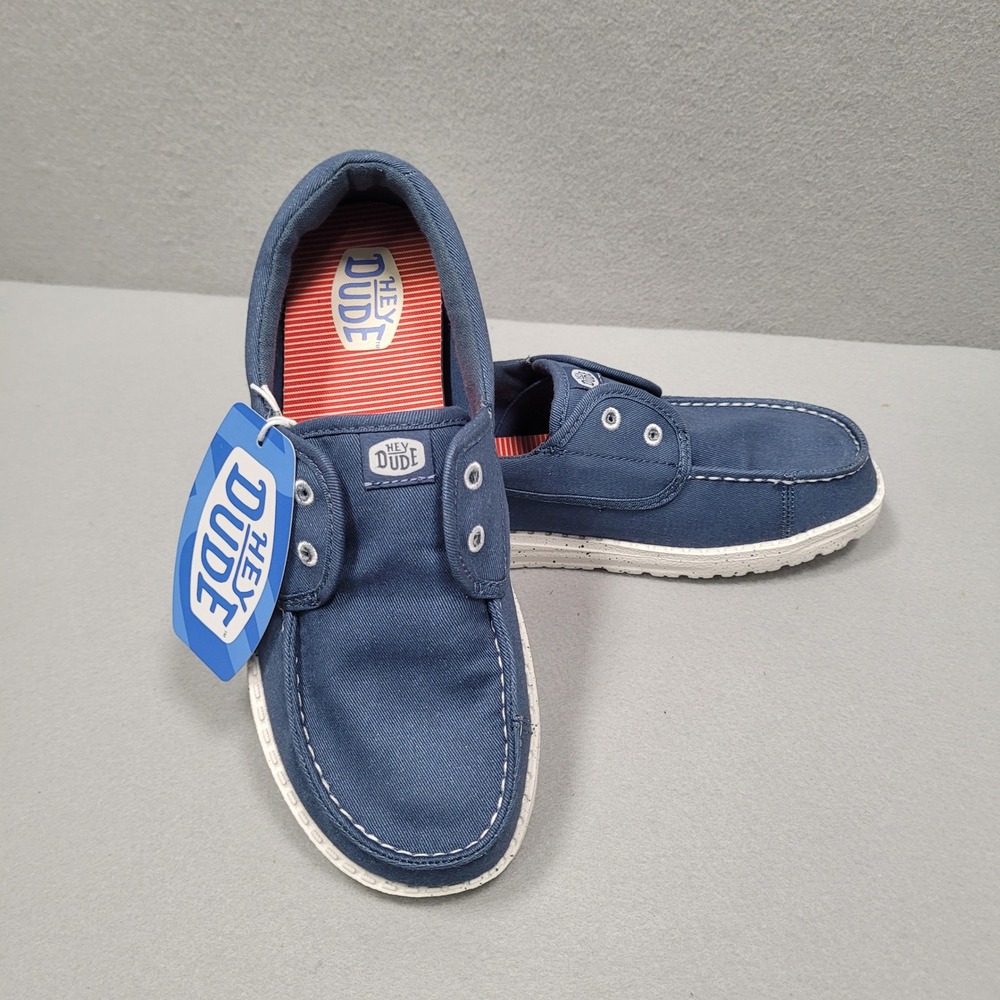 Hey Dude Wendy Cru Stretch Canvas Ensign Blue Loafers 45154-4ZV Womens 7 NEW
